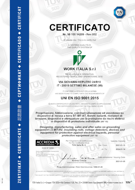 certificato 9001 21